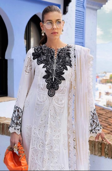 elegent maria b 3D flower lawn suit for women