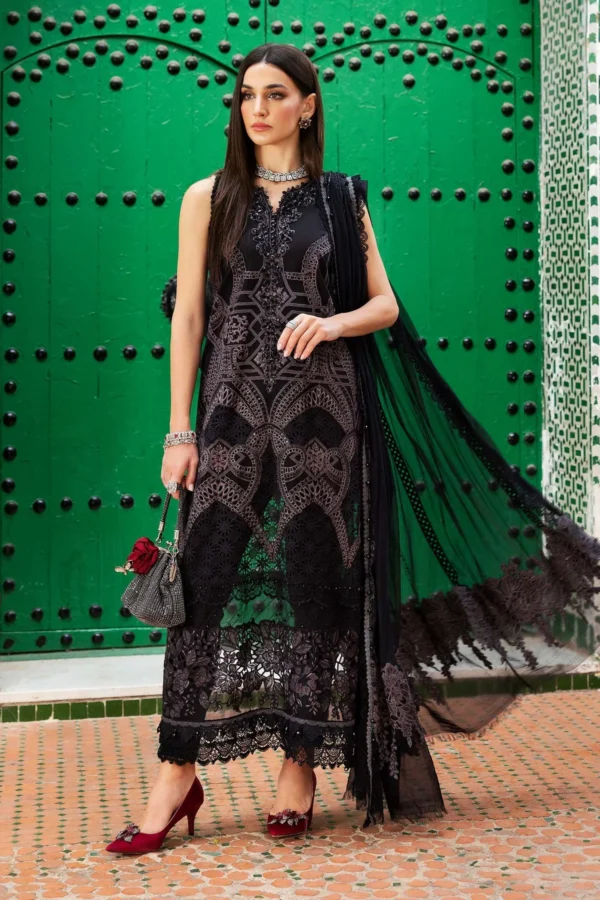 Maria B Lawn 2025 collection black embroidered dress