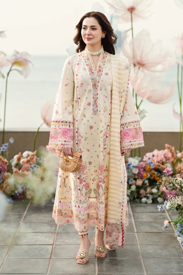 Embroidered lawn suit for women with floral design