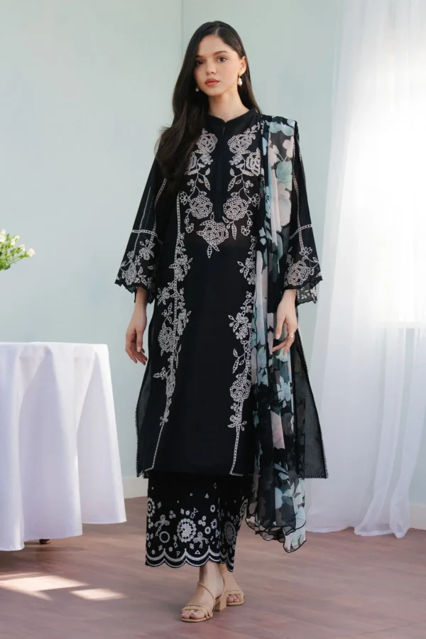 Maria B Designs black embroidered lawn suit for summer 2025
