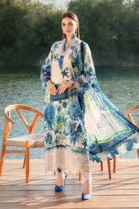 “Maria B Ocean Bloom ensemble showcasing blue starfish and botanical motifs.”