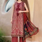 Maria B Mahru inspired maroon lawn suit with embroidered detailing