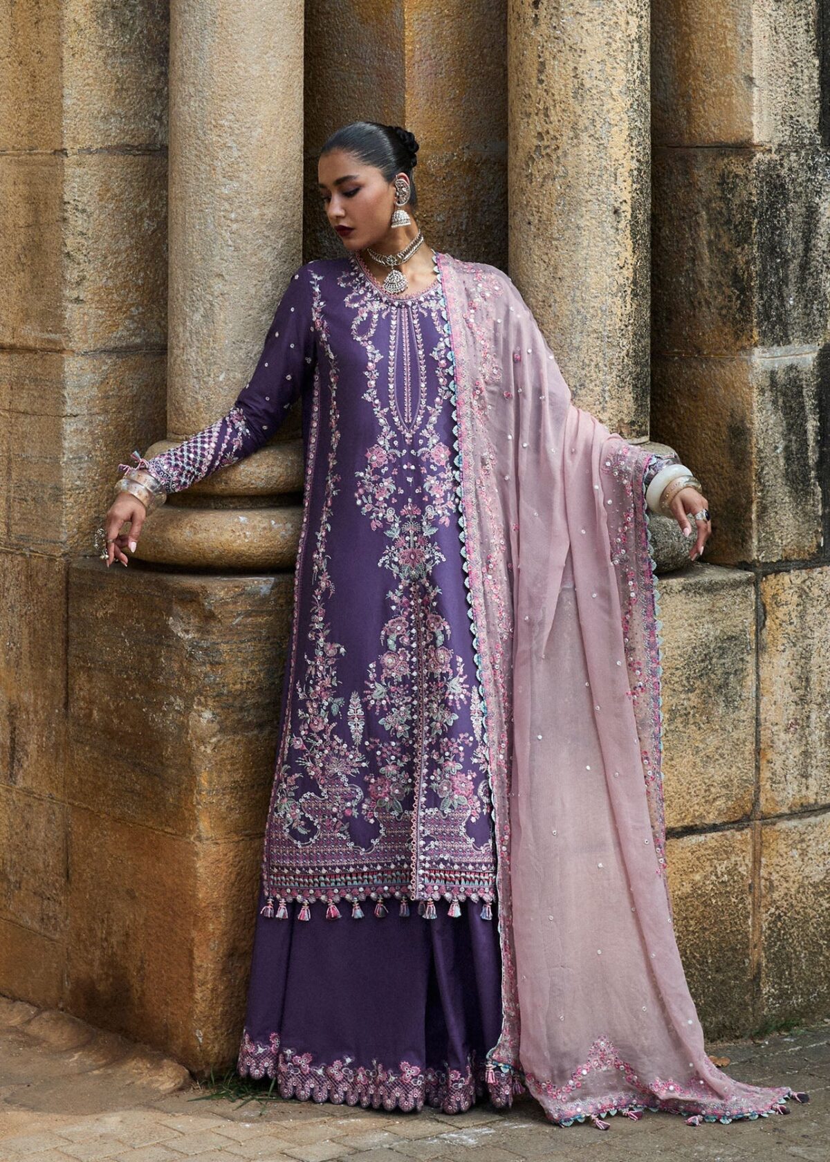Full-length view of luxury summer lawn suit