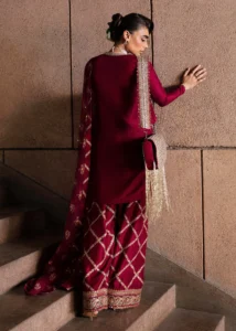 Hussain Rehar Regalia inspired maroon gharara suit with dupatta