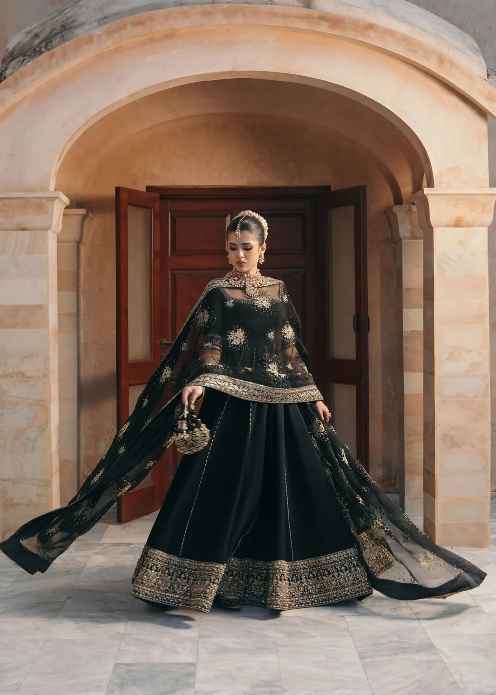black suit Beautiful Black fancy dress for wedding in affordable price in pakistan