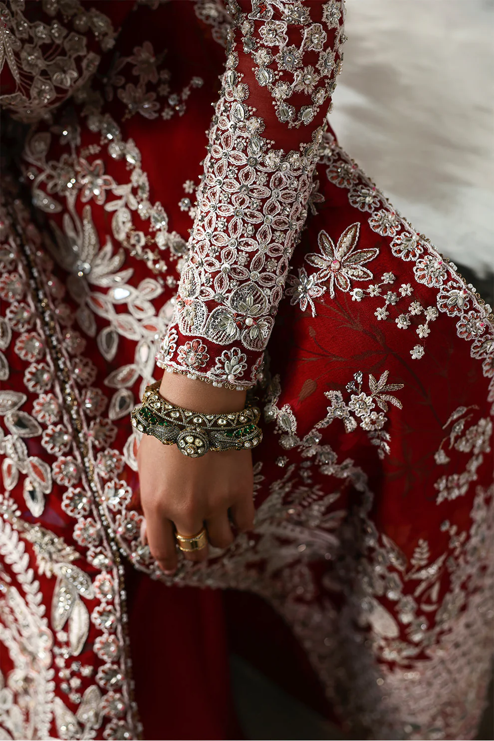 Red Organza Dress For Women | Bridal Embroidered Dress Chic red organza dress for ladies with zardozi embroidery