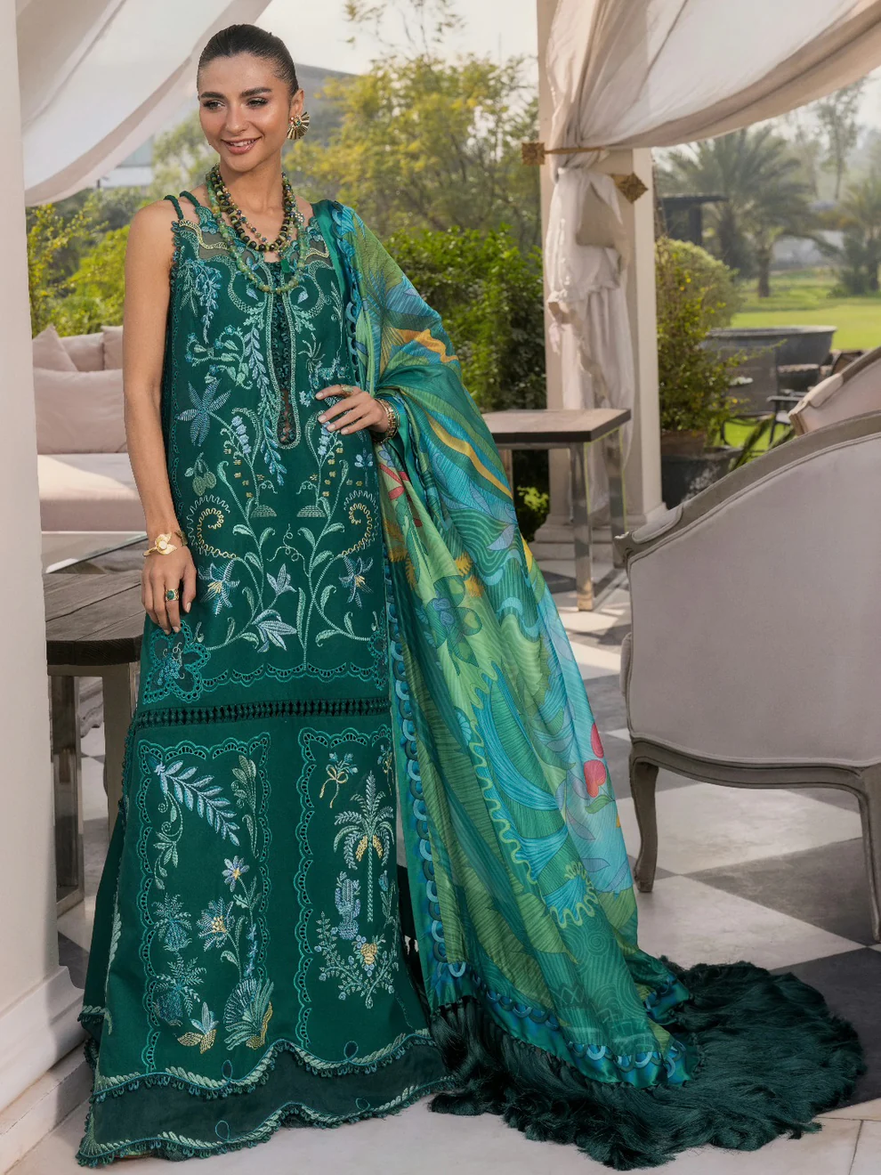 Emerald Green Embroidered Lawn Suit – Sleeveless Buy crimson lawn online in paksitan at sonalble price
