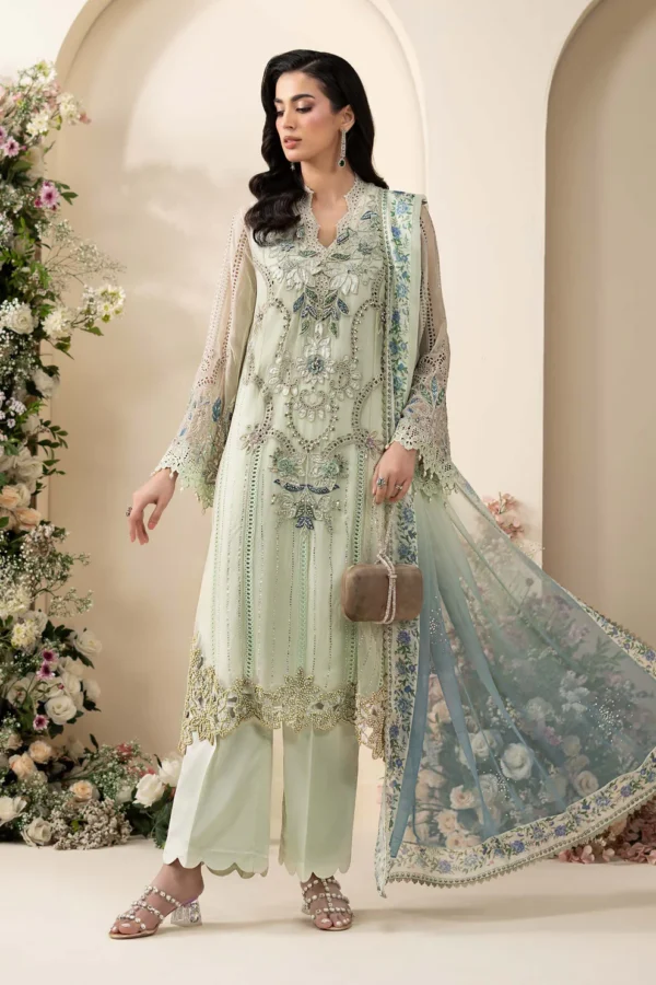 Maria B 3 Piece Embroidered Chiffon Suit – Pastel Wedding Edit